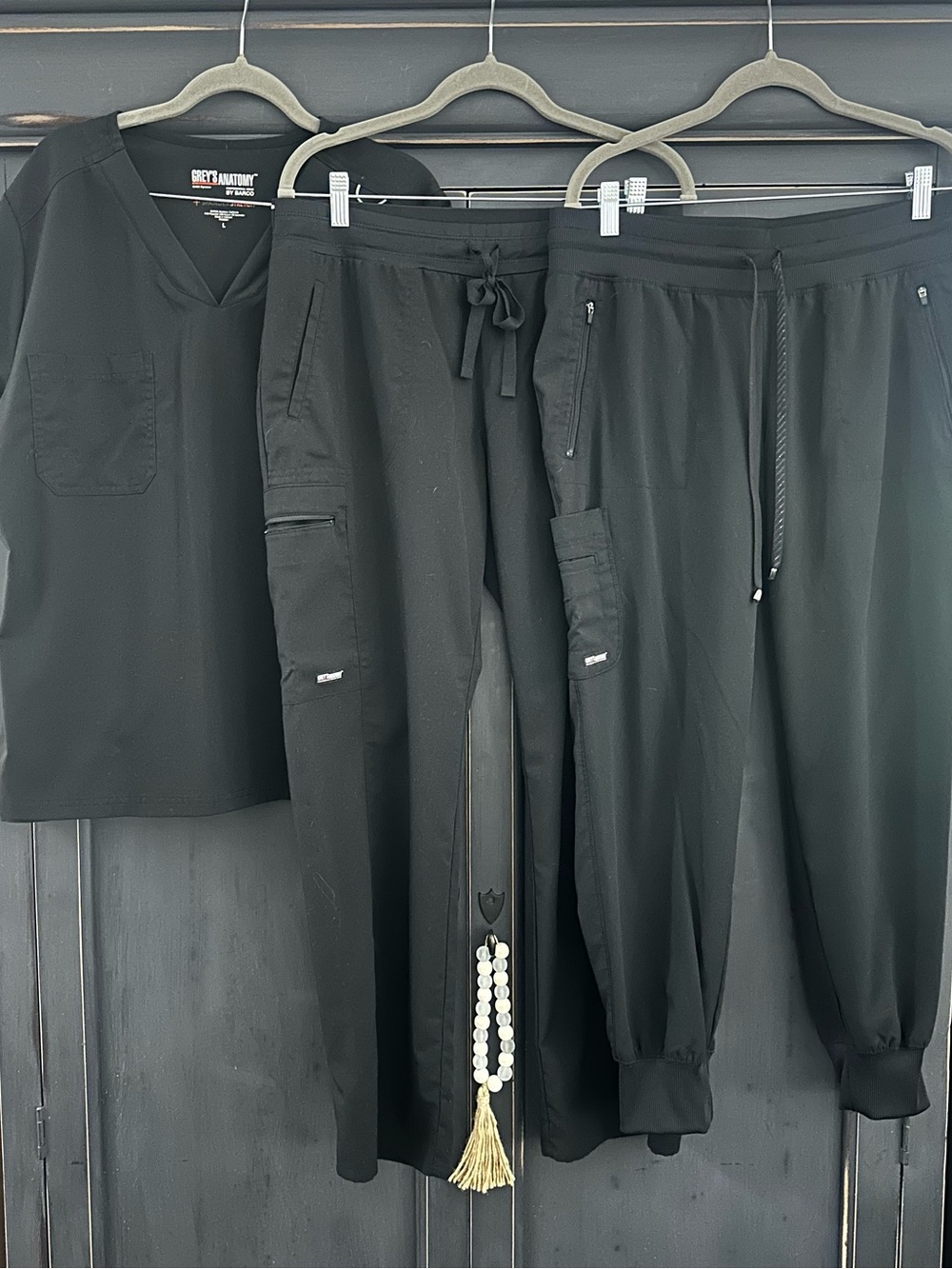 Grey's Anatomy 3 piece Black Scrub Top (L) and Pants Sets (MP)